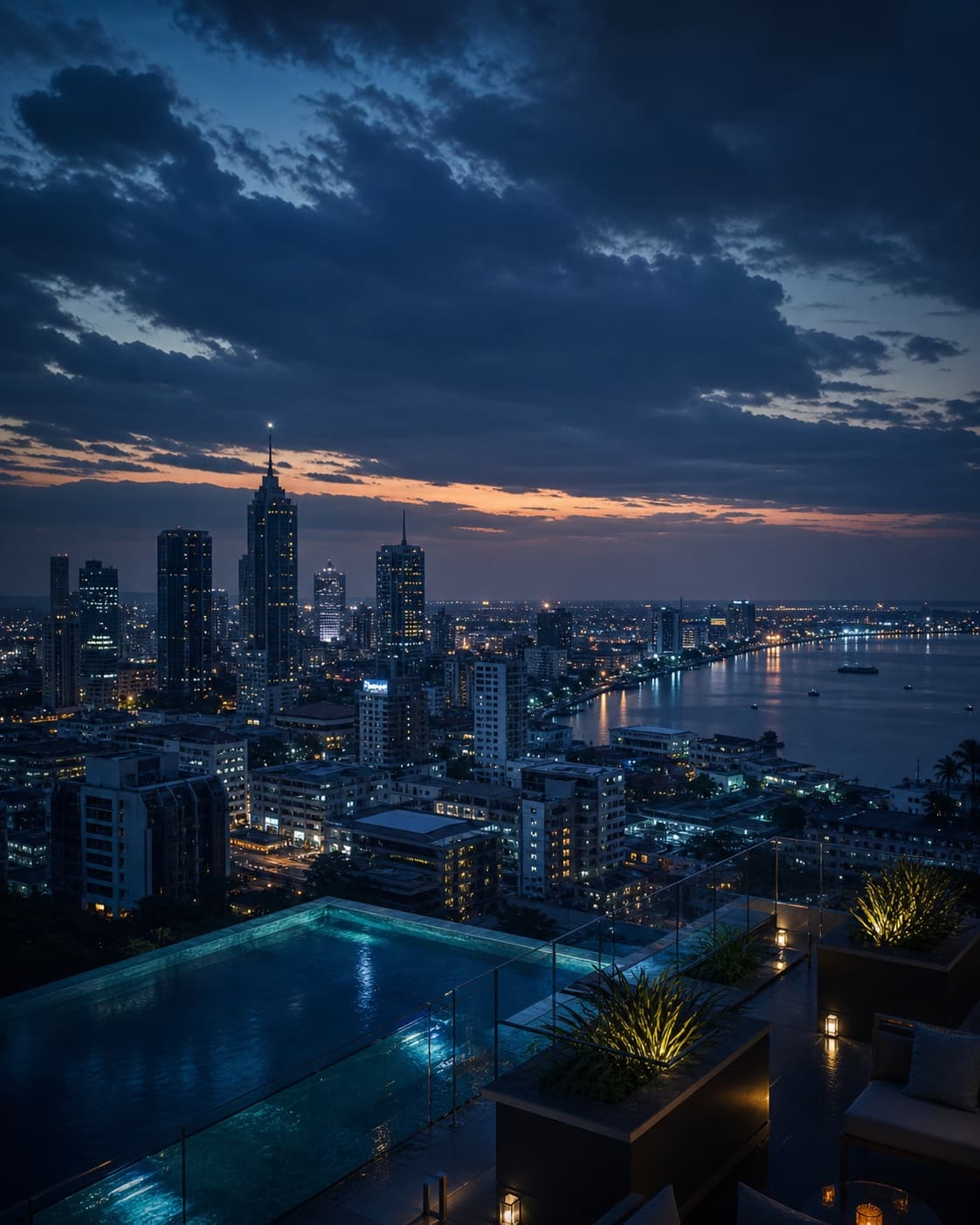 Lagos skyline at blue hour