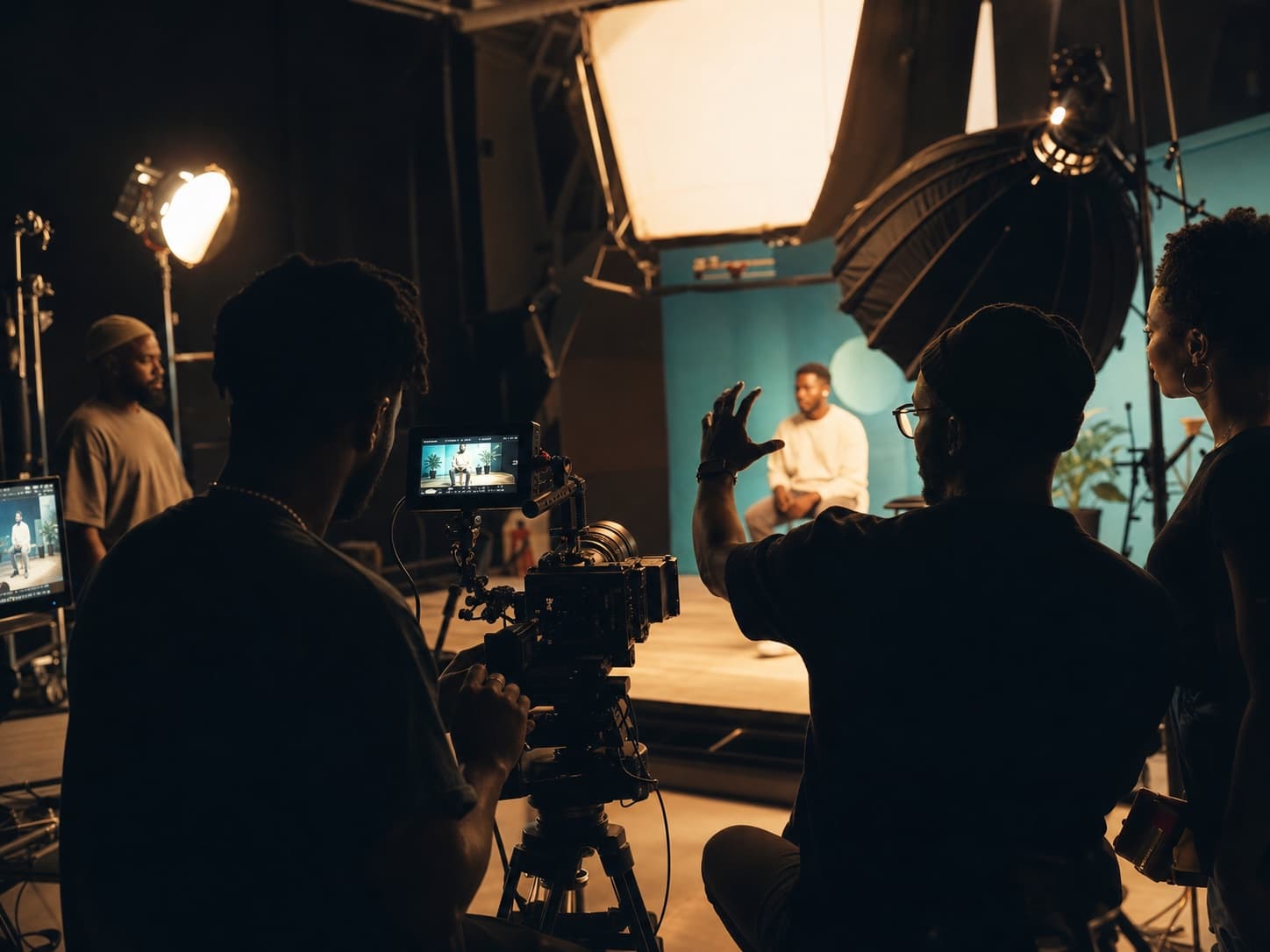 A CeeTee Creative production team directing a studio interview